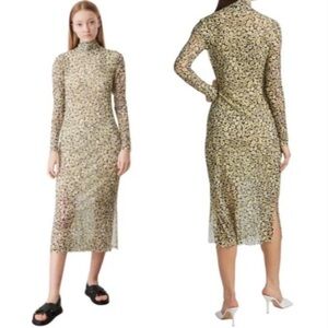 Baum Und Pferdgarten Floral Long Sleeve Dress small semi sheer lined fitted